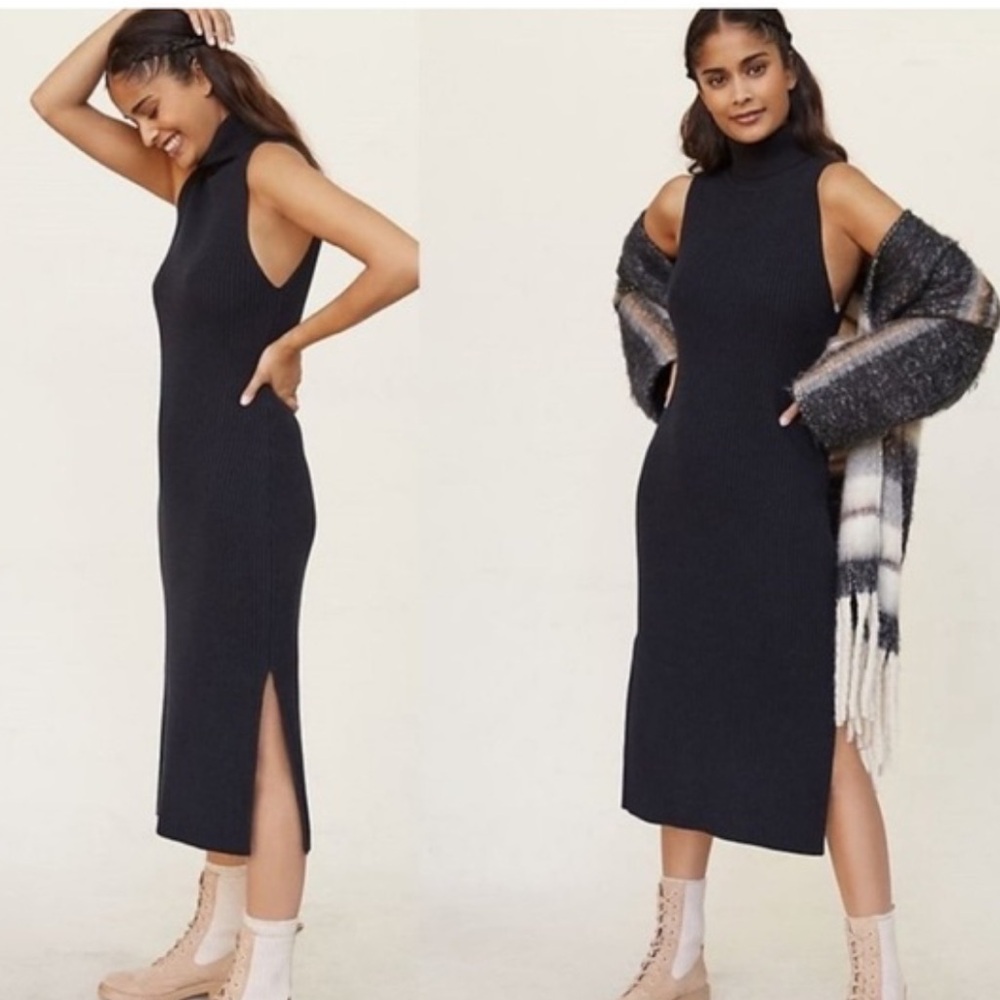 Daily practice for Anthropologie Ribbed turtleneck midi dress- worn twice